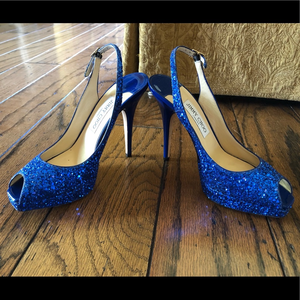 Jimmy Choo blue sparkle heel - Picture 2 of 7